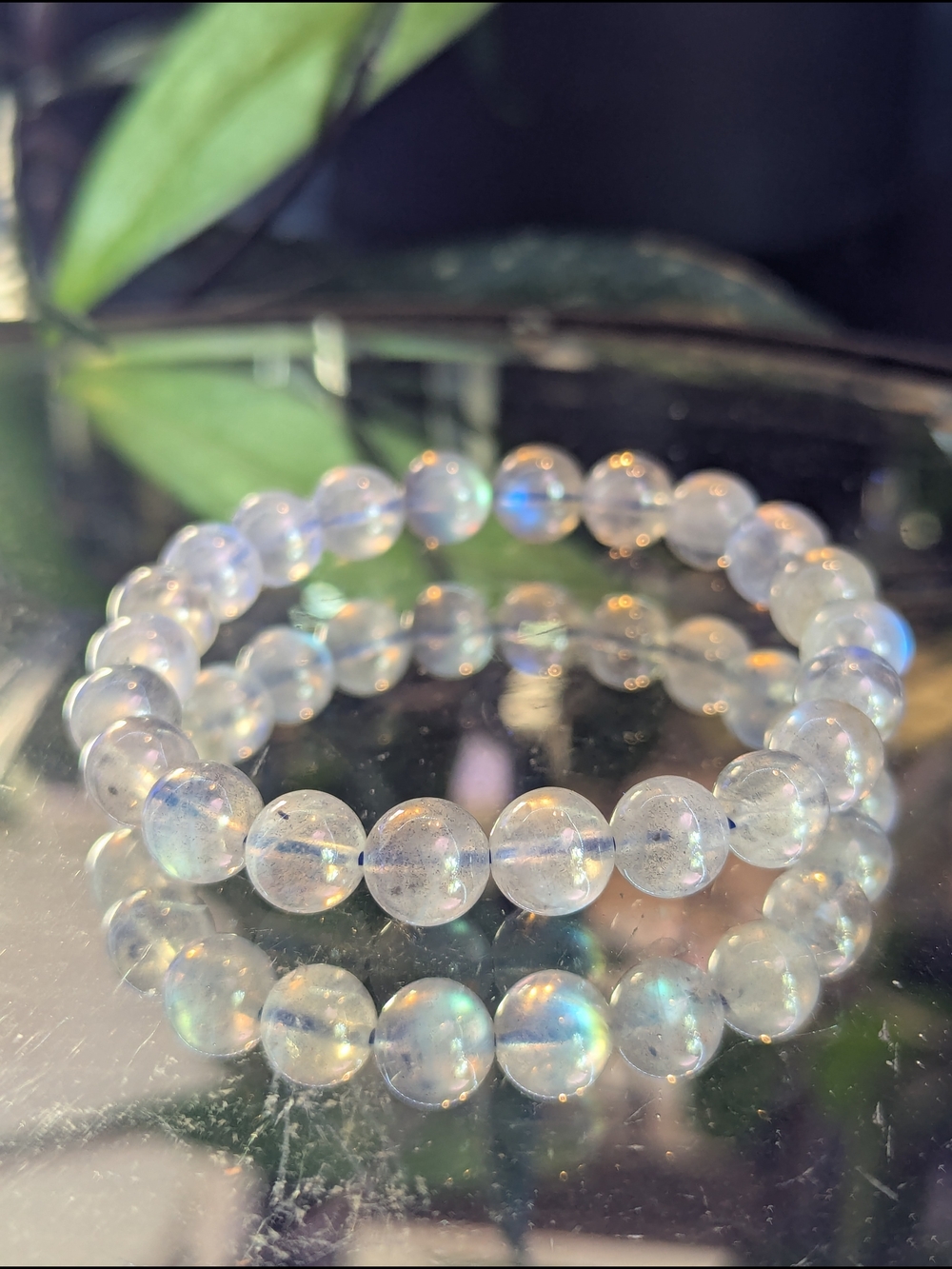 FLASHY AA+ Quality Opalescent Labradorite Crystal Beaded Stretch Bracelet
